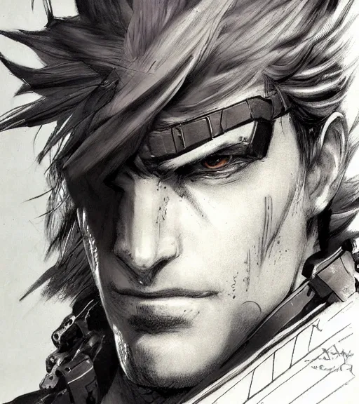 Prompt: solid snake by yoshitaka amano, concept art, final fantasy