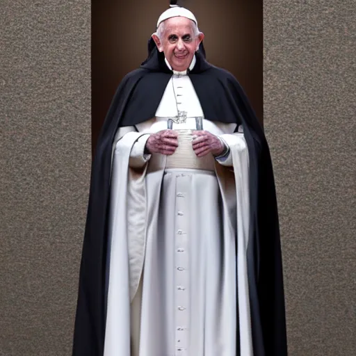 Image similar to pope benedict wearing sith cloak as chancelor palpatine in star wars episode 3, 8 k resolution, cinematic lighting, anatomically correct