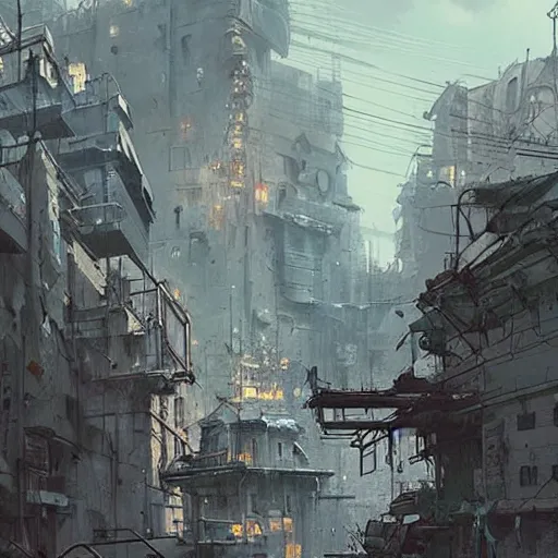 Prompt: post - apocalyptic city, very detailed fine art, top of pinterest, trend of artistation, style of kadinski, greg rutkowski and ilia kuvshinov