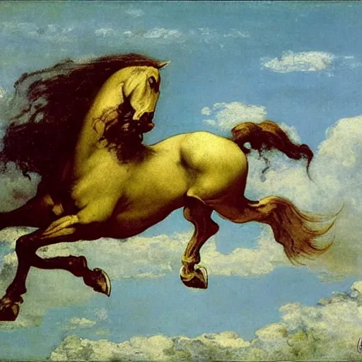 Prompt: pegasus painting by gustave courbet