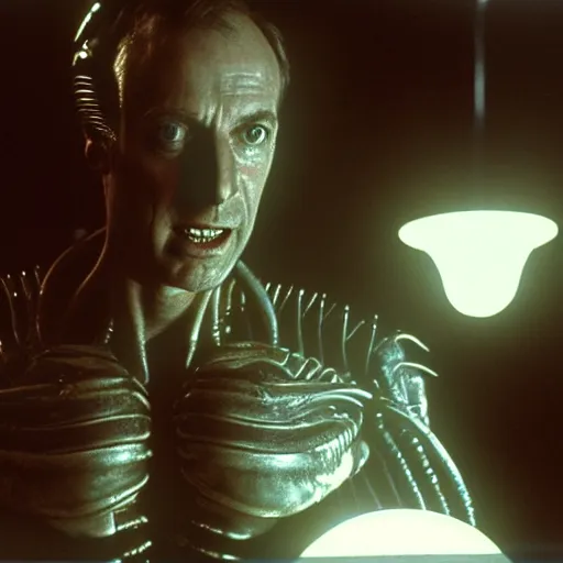 Image similar to film still of saul goodman as reipley in alien, by giger, detailed