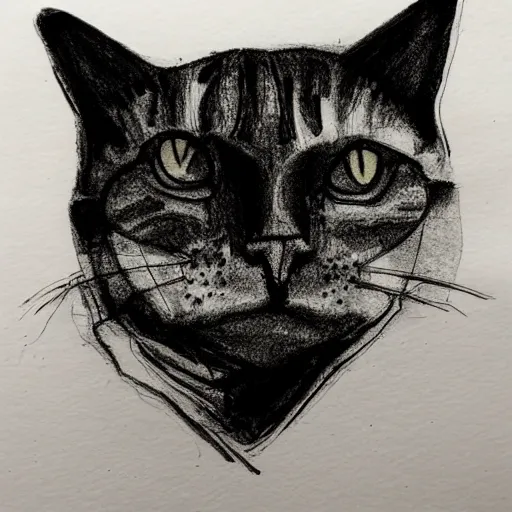 Image similar to dark ink sketch melting cat