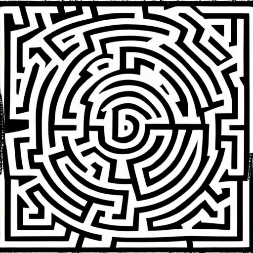 Image similar to Draw a complex labyrinth with a complete path from entry to exit