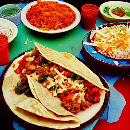 Prompt: mexican food, kodak ektachrome,