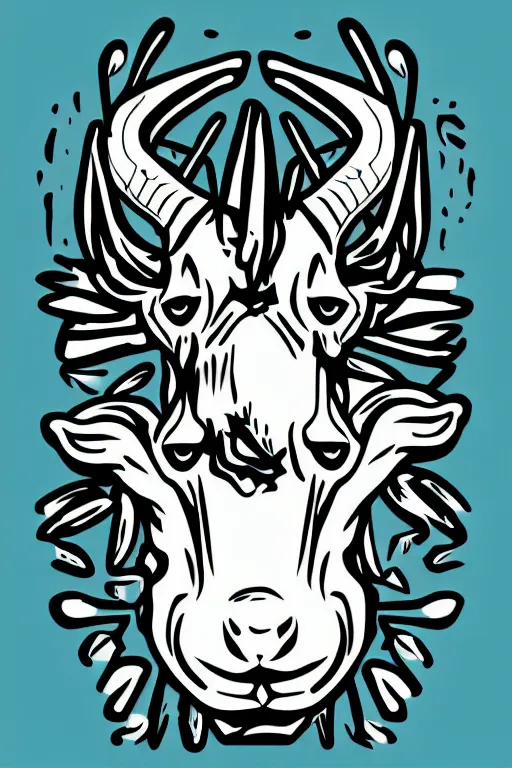 Image similar to Drug addict goat, sticker, andromorphic, colorful, illustration, highly detailed, simple, smooth and clean vector curves, no jagged lines, vector art, smooth