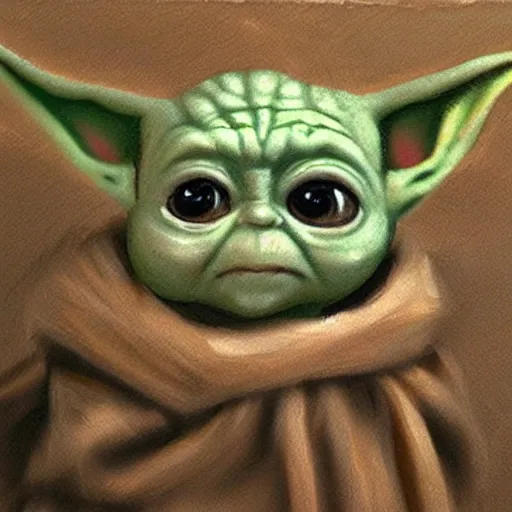 Image similar to caveman painting of baby yoda