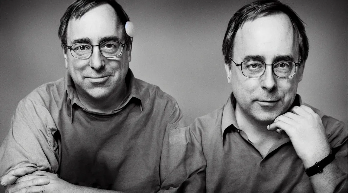 Image similar to portrait of Linus Torvalds taked by Annie Leibovitz