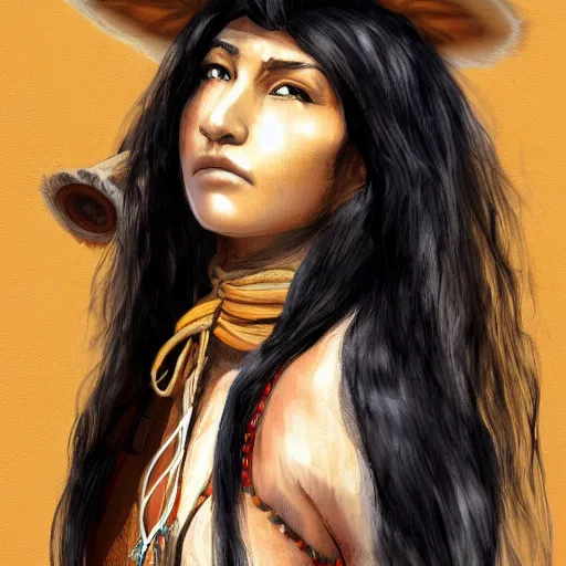 Image similar to 25 year old mixed race native american woman in the wild west, long black hair, with a ghost behind her, digital painting, artstation, sharp focus, concept art, smooth, 8k