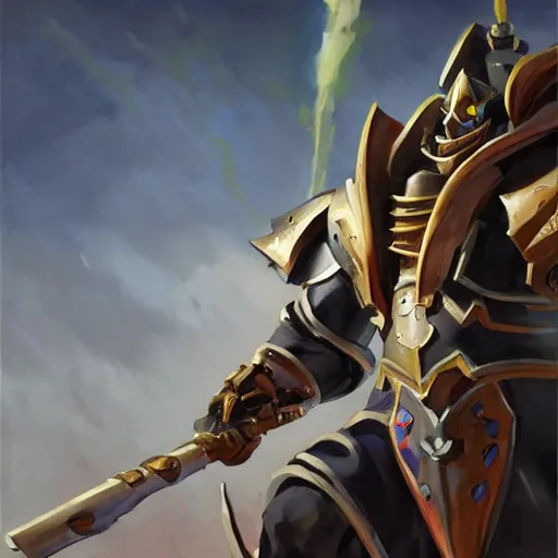 Image similar to greg manchess portrait painting of armored ainz ooal gown aka momon as overwatch character, medium shot, asymmetrical, profile picture, organic painting, sunny day, matte painting, bold shapes, hard edges, street art, trending on artstation, by huang guangjian and gil elvgren and sachin teng