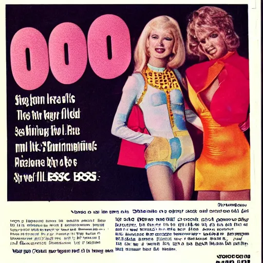 Image similar to disco - themed advertisement from a 1 9 7 0 s magazine