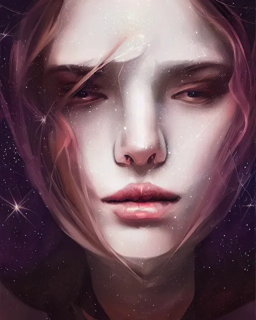 Prompt: beneath the stars, stargazer, portrait by wlop and loish, digital art