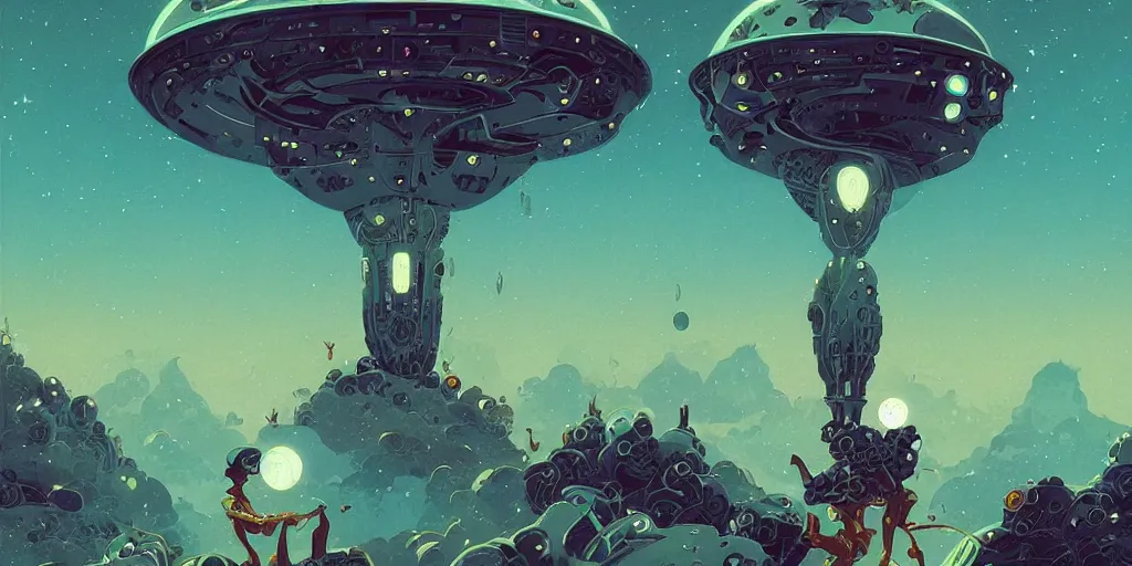 Image similar to unpublished photo of ufo, by victo ngai & peter mohrbacher