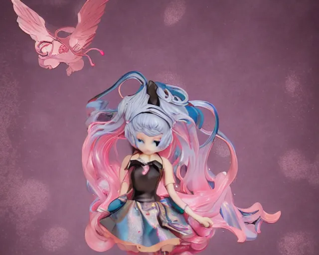 Prompt: James Jean isolated magical girl vinyl figure, figure photography, holographic undertones, glitter accents on figure, anime stylized, high detail, ethereal lighting - H 640