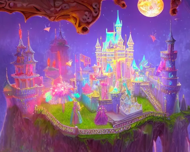 Image similar to scene castle made out of candy, detailed artwork 風 景, luminescent background 背 景, candy scenery artwork 厚 塗 り fourth dimension, artstation! pixiv!!