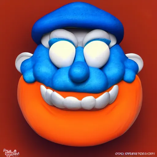 Prompt: papa smurf dressed as papaya, realistic, detailed, ripe papaya