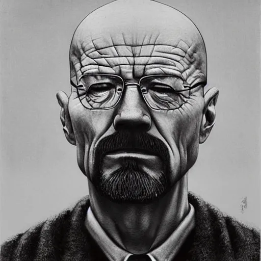 Image similar to walter white as a zdzisław beksinski