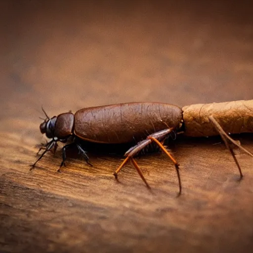 Prompt: cockroach enjoying a cigar