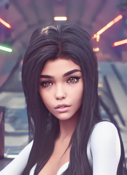 Image similar to Madison Beer as a video game character, digital art, unreal engine, unreal engine render, blender render, render, 4k, coherent