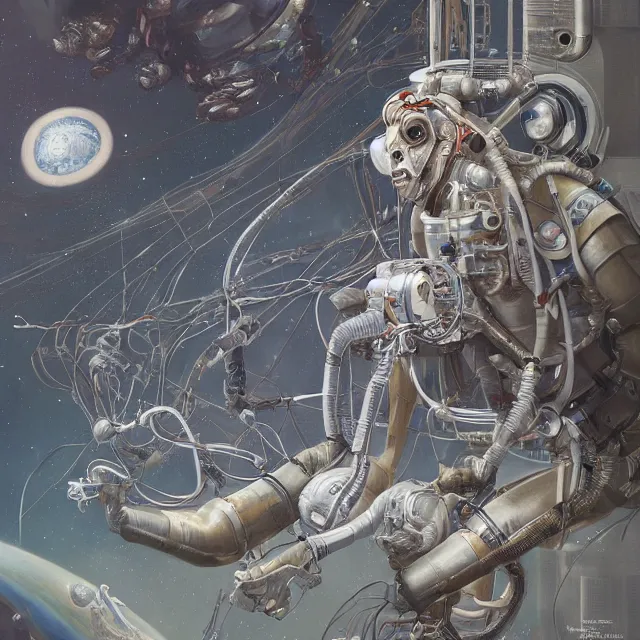 Image similar to astronaut that on all fours, industrial sci - fi, by mandy jurgens, ernst haeckel, james jean