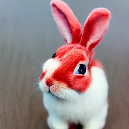 Image similar to an adorable crimson bunny creature