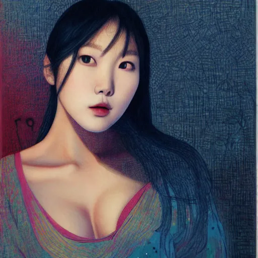 Prompt: Lee Jin-Eun by Johfra Bosschart, rule of thirds, seductive look, beautiful, in intergalactic hq