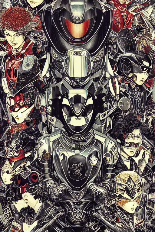 Image similar to kamen rider, symmetrical, by yoichi hatakenaka, masamune shirow, josan gonzales and dan mumford, deayami kojima, takato yamamoto, barclay shaw, karol bak, yukito kishiro