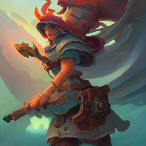 Prompt: heartstone loot stuff game icon card fantasy art, 2d game art, official art, concept art , behance hd , concept art by Jesper Ejsing, by RHADS, Makoto Shinkai