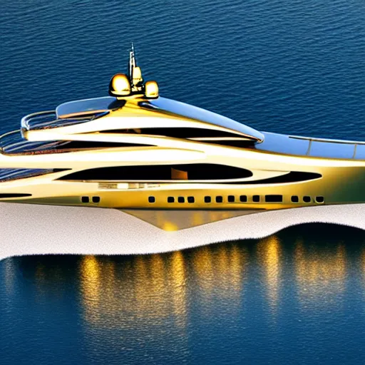 Image similar to wrinkled hunchbacked old butler polishing the side of a gold plated mega yacht