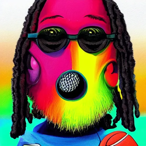 Image similar to snoop do, tennis ball monster ,tennis ball, colorful, digital art, fantasy,chalk, magic, trending on artstation, ultra detailed, professional illustration by Basil Gogos