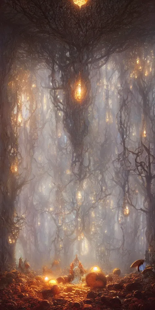 Image similar to enchanted mushroom forest, radiant light, caustics, by gaston bussiere, bayard wu, greg rutkowski, giger, maxim verehin