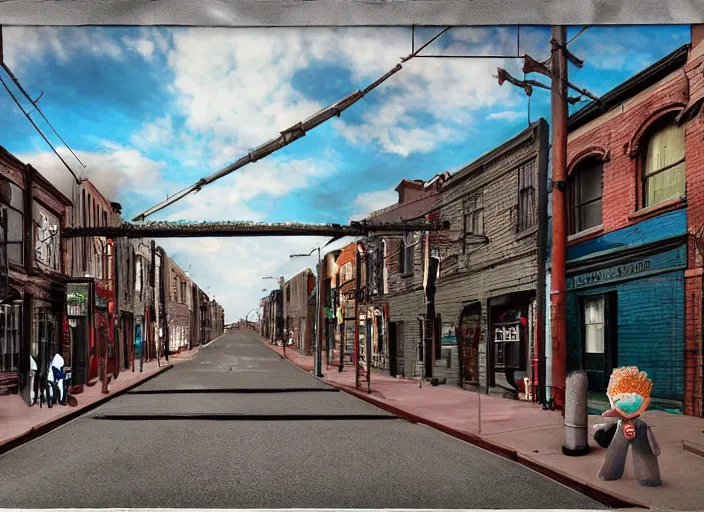 Prompt: north melbourne street, lowbrow, cables, matte painting, 3 - d highly detailed, in the style of mark ryden