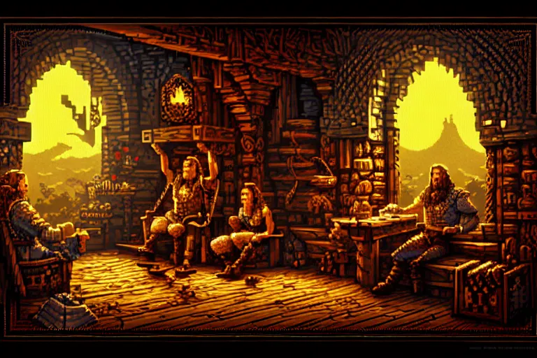 Image similar to the bard's tale, beautiful detailed pixelart by albertov, intricate details, beautiful, dithered gradients, volumetric lighting, cgsociety, artstation, smooth, sharp focus, 2 d illustration, amazing art by dan mumford, old school computer game graphics, pixel art