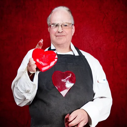 Prompt: Henry Phillips from Henry's Kitchen holding a bloody heart in his hand 4k, high definition