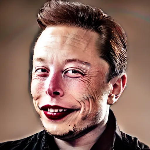 Prompt: elon must as the joker studio portrait