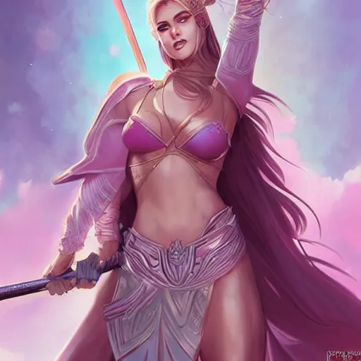 Image similar to a pink goddess mystic female warrior leader by ross tran digital artwork business leader