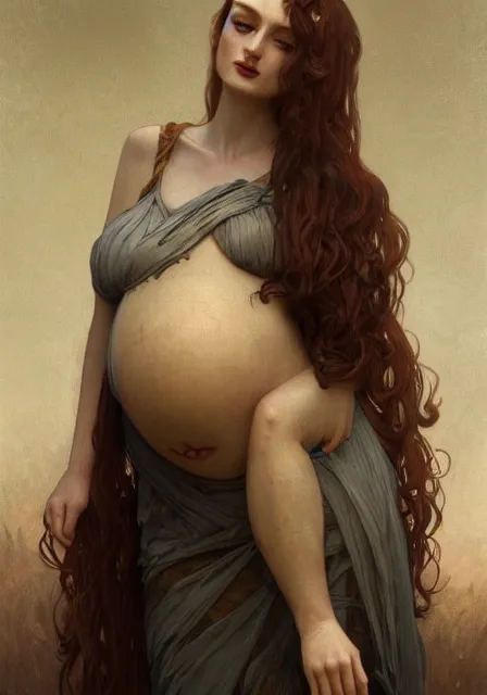 Prompt: pregnant sansa creepy monster, intricate, elegant, highly detailed, digital painting, artstation, concept art, smooth, sharp focus, illustration, art by artgerm and greg rutkowski and alphonse mucha and william - adolphe bouguereau