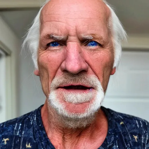 Prompt: a very ugly blond blue eyed old man