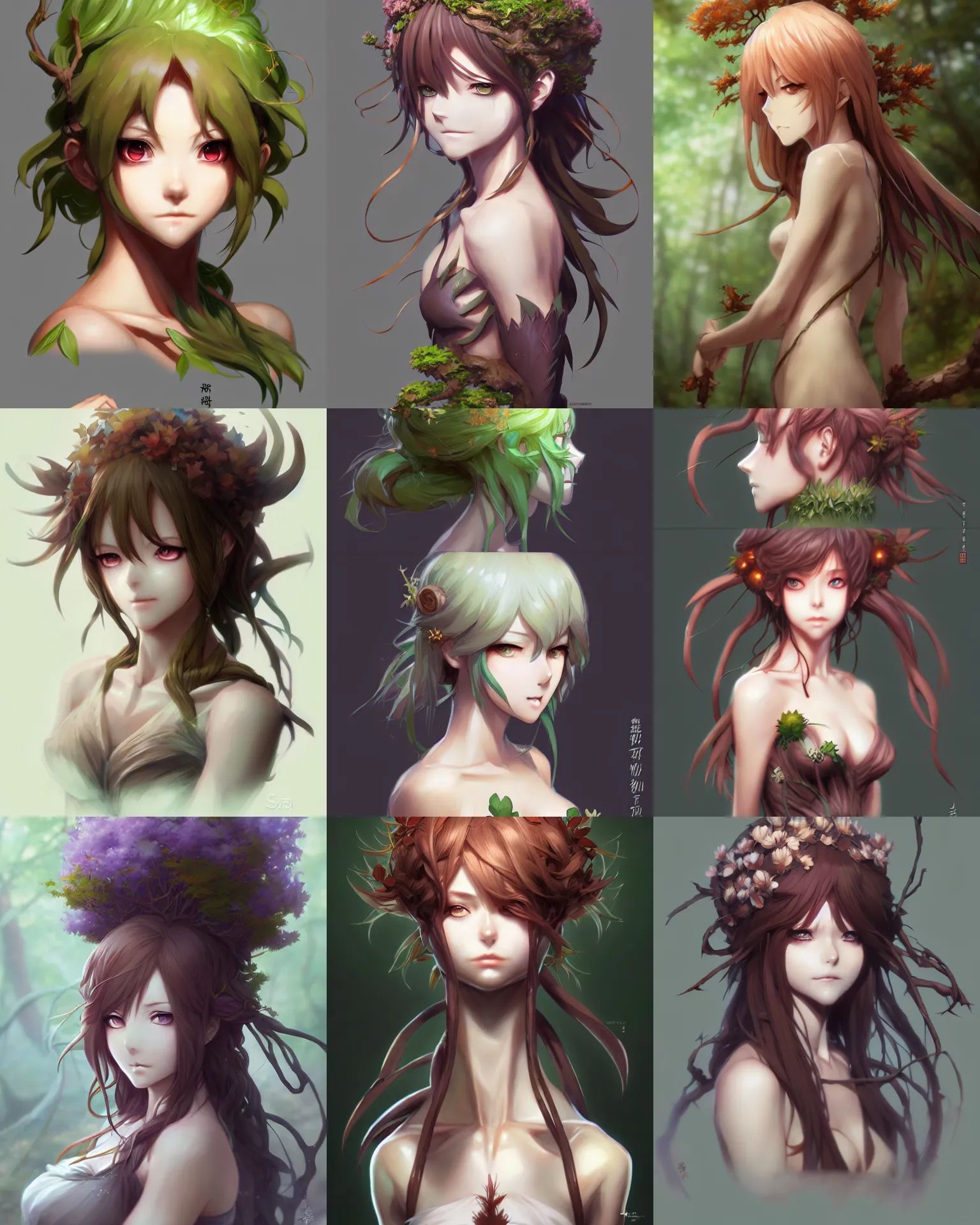 Prompt: character concept art of an anime dryad | | cute - fine - face, pretty face, realistic shaded perfect face, fine details by antilous chao, stanley artgerm lau, wlop, marc simonetti, and sakimichan, tranding on artstation south korea