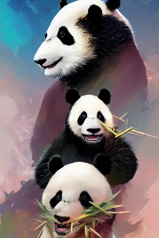 Prompt: portrait of a panda, tooth wu, dan mumford, beeple, wlop, rossdraws, james jean, marc simonetti, artstation giuseppe dangelico pino and michael garmash and rob rey and greg manchess and huang guangjian and makoto shinkai