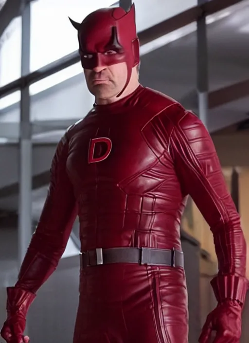 Image similar to Saul Goodman dressed as Daredevil, no mask