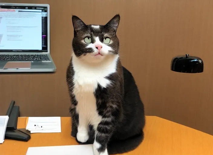 Prompt: a cat working as a receptionist in a solicitor's office