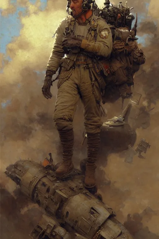 Prompt: bomber pilot, highly detailed painting by gaston bussiere, craig mullins, j. c. leyendecker 8 k