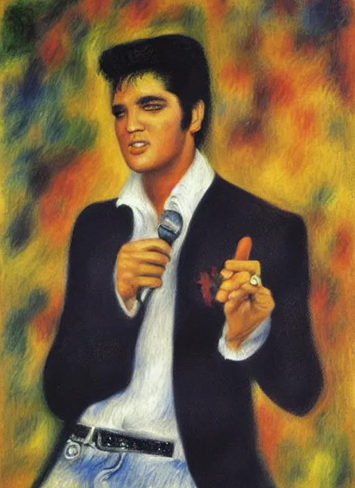 Image similar to oil painting of elvis presley by renoir