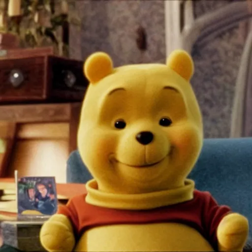 Image similar to A still of Keanu Reeves as Winnie the Pooh