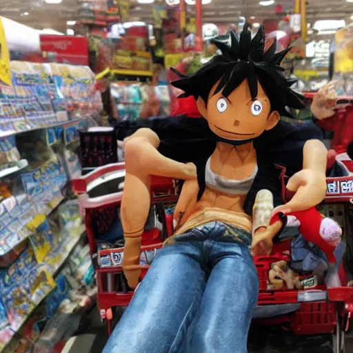 Prompt: luffy in Walmart