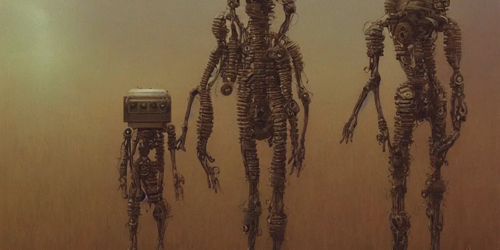 Image similar to zdzislaw beksinski, robots, 4 0 0 mm