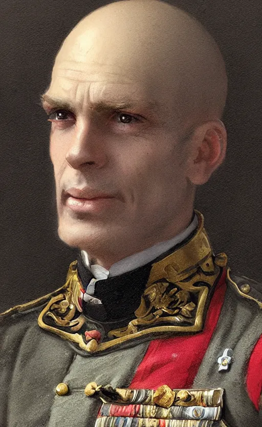 Prompt: Portrait of happy victorian army officer, cheerful, male, detailed face, 19th century, highly detailed, cinematic lighting, digital art painting by greg rutkowski