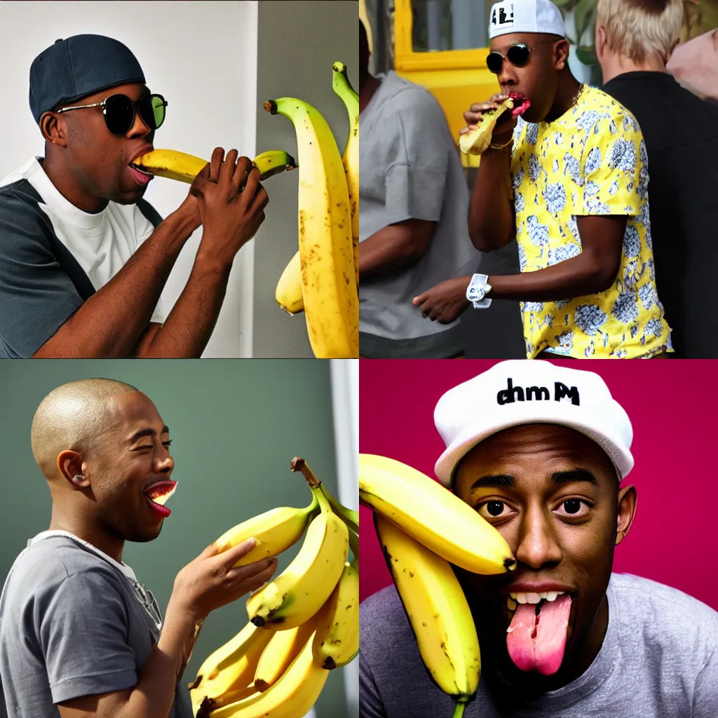 Prompt: tyler the creator eating a banana