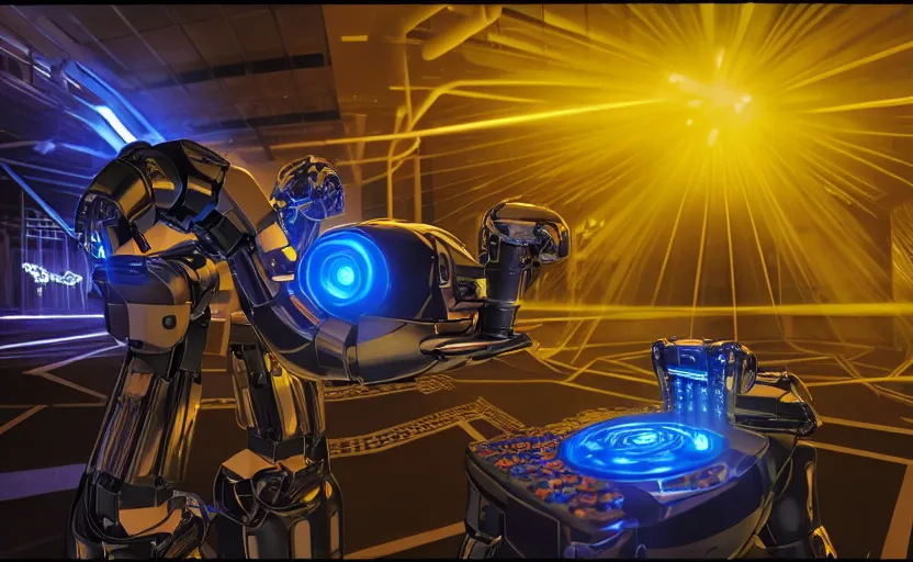 Image similar to robodog cybercore disco rave, highly detailed, extremely high quality, hd, 4 k, 8 k, professional photographer, 4 0 mp, lifelike, top - rated, award winning, cinematic, realistic, detailed lighting, detailed shadows, sharp, no blur, edited, corrected, trending