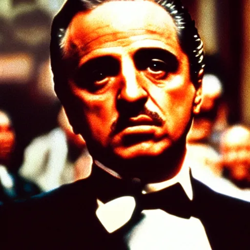 Image similar to the godfather. 5 0 mm, cinematic, technicolor